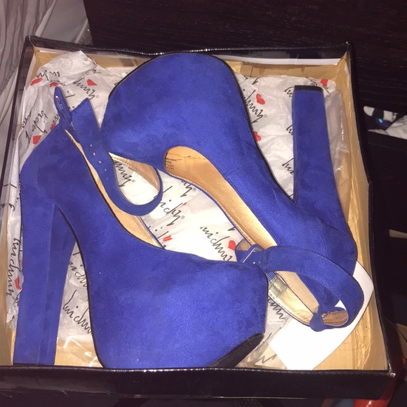 Luichiny Cobalt Blue Platform Heels - Picture 2 of 6